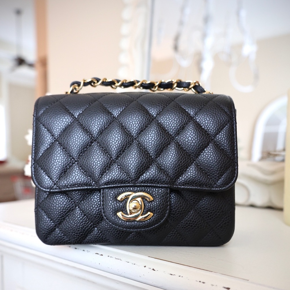 RARE | CHANEL Mini Square Flap Black Caviar GHW - Picture 14 of 17